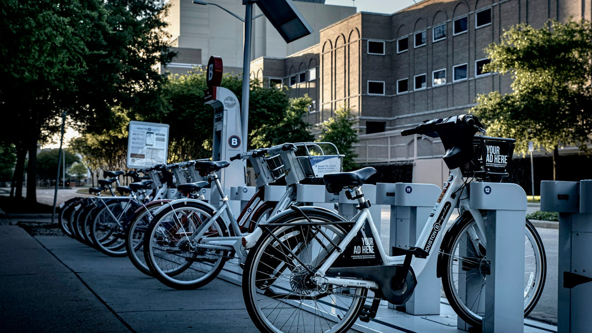 Electric bike parked on a city sidewalk